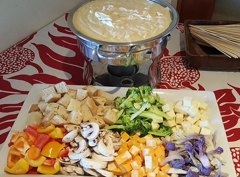 Cheese Fondue with Vegetables